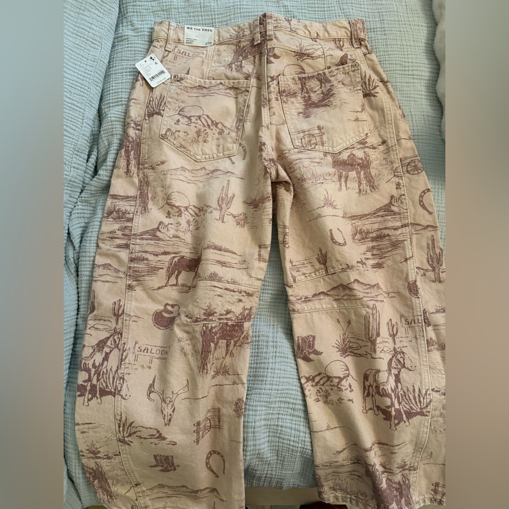 We The Free Good Luck Wild West Printed Barrel Jeans